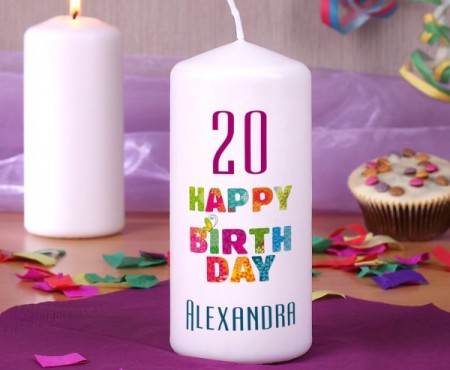 Happy Birthday Kerze mit Name und Alter